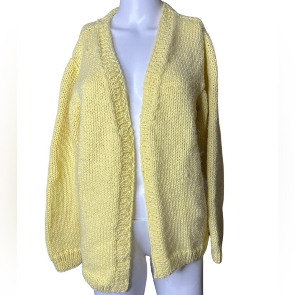 Yellow Open-Front Women's Sweater Size Large